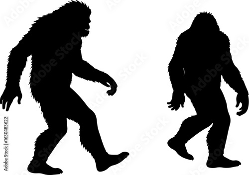 Bigfoot, Sasquatch , forest legend, humanoid,  walking vector bundle