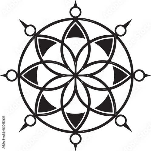Geometric Mandala Flower Symbol Design