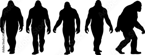Bigfoot, Sasquatch , forest legend, humanoid,  walking vector bundle