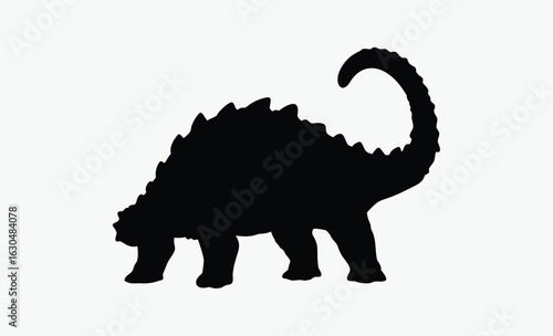 Ankylosaurs dinosaur silhouette,  spiked tail, prehistoric silhouette