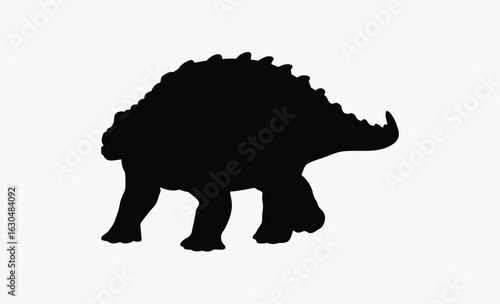 Ankylosaurs dinosaur silhouette,  spiked tail, prehistoric silhouette