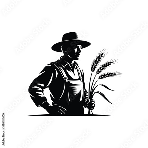 Farmer holding wheat stalks agriculture harvest