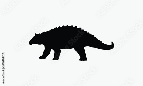 Ankylosaurs dinosaur silhouette,  spiked tail, prehistoric silhouette