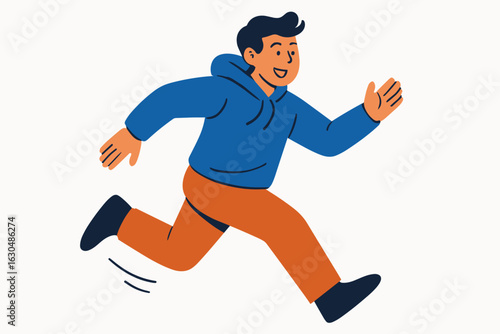Illustration of a cute boy in a sports suit, depicted in a jumping posture