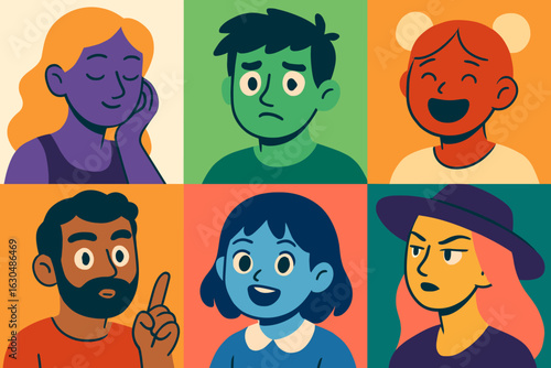 Flat isolated vector illustrations of diverse business avatars, including businessmen, businesswomen, and various office workers, with different people portraits and faces for use as user profiles