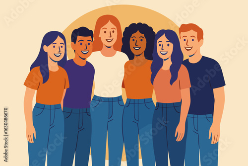 Diverse individuals from various cultural backgrounds unite, holding hands in a symbol of teamwork, cooperation, and commitment to addressing social and environmental issues for the sake of peace