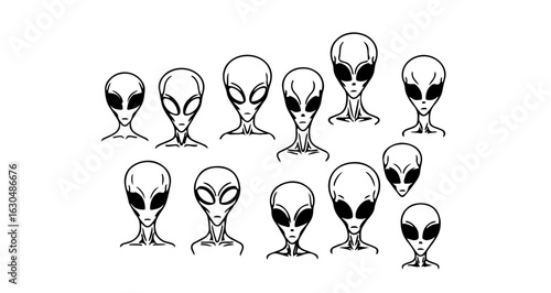 Alien drawing collection of extraterrestrial beings for ufo enthusiasts and sci fi art projects and designs