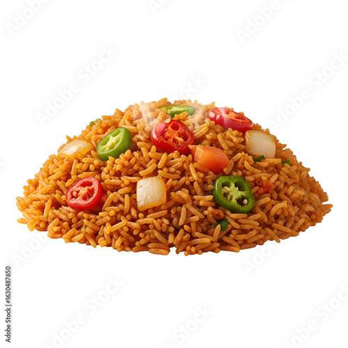 Delicious Mexican Rice with Fresh Vegetable Garnish.