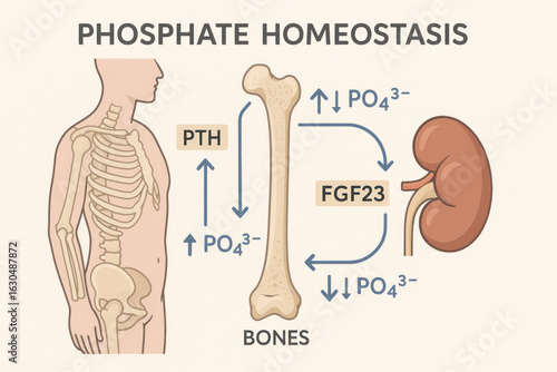 Phosphate Homeostasis Illustration: Bone, Kidney, and Regulation [Illustration]