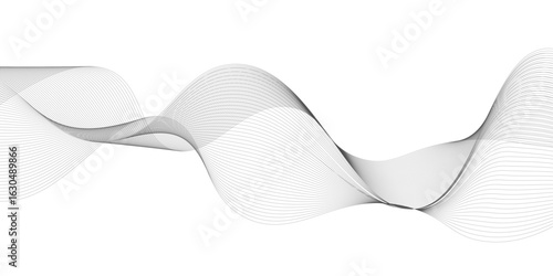 Abstract vector background with black wavy lines, Abstract wavy technology curve lines on transparent background isolated. 