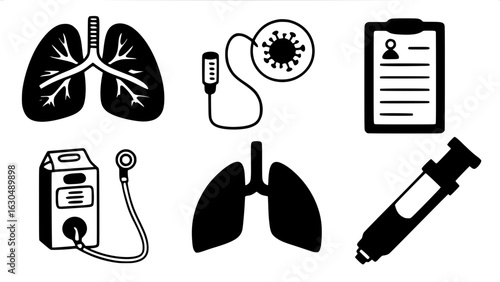 Pulmonology & Lung Care Medical Icons Set