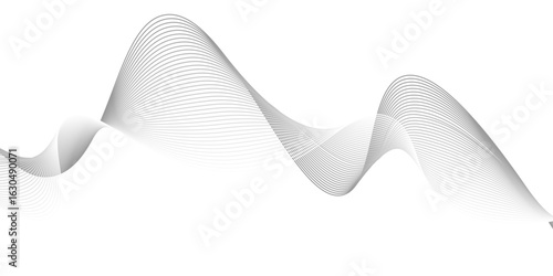 Abstract vector background with black wavy lines, Abstract wavy technology curve lines on transparent background isolated. 