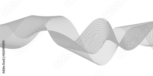 Abstract vector background with black wavy lines, Abstract wavy technology curve lines on transparent background isolated. 