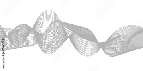 Abstract vector background with black wavy lines, Abstract wavy technology curve lines on transparent background isolated. 