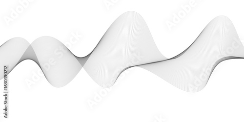 Abstract vector background with black wavy lines, Abstract wavy technology curve lines on transparent background isolated. 