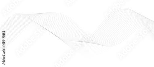 Abstract vector background with black wavy lines, Abstract wavy technology curve lines on transparent background isolated. 