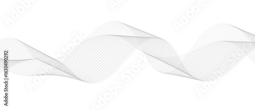 Abstract vector background with black wavy lines, Abstract wavy technology curve lines on transparent background isolated. 