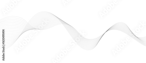 Abstract vector background with black wavy lines, Abstract wavy technology curve lines on transparent background isolated. 