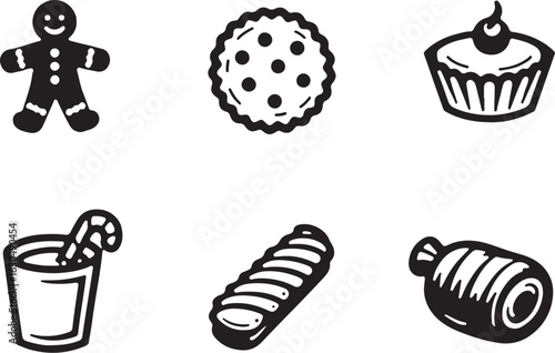 Sweet treats collection, festive baking icons