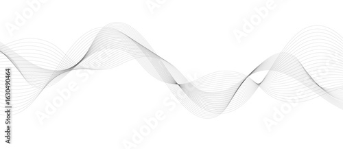 Abstract vector background with black wavy lines, Abstract wavy technology curve lines on transparent background isolated. 
