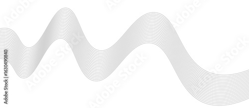 Abstract vector background with black wavy lines, Abstract wavy technology curve lines on transparent background isolated. 