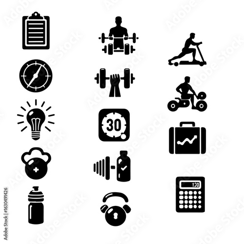 fitness icon set , health related icon set