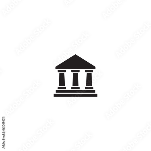 black Building icon. Building with iconic columns. Historic building. Vector icon isolated on white background.