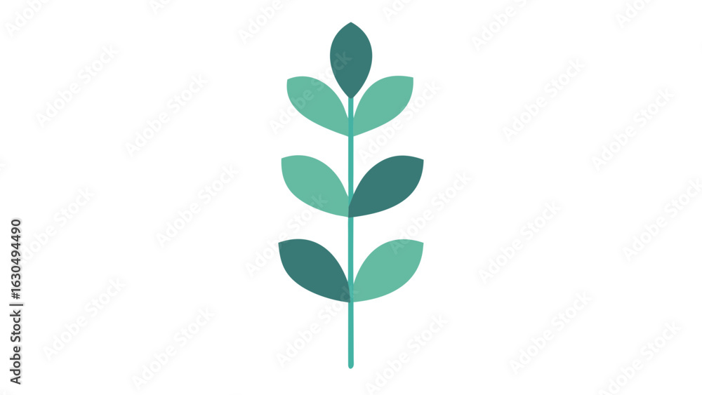 Fototapeta premium Minimalist Teal and Green Eucalyptus Stem Illustration