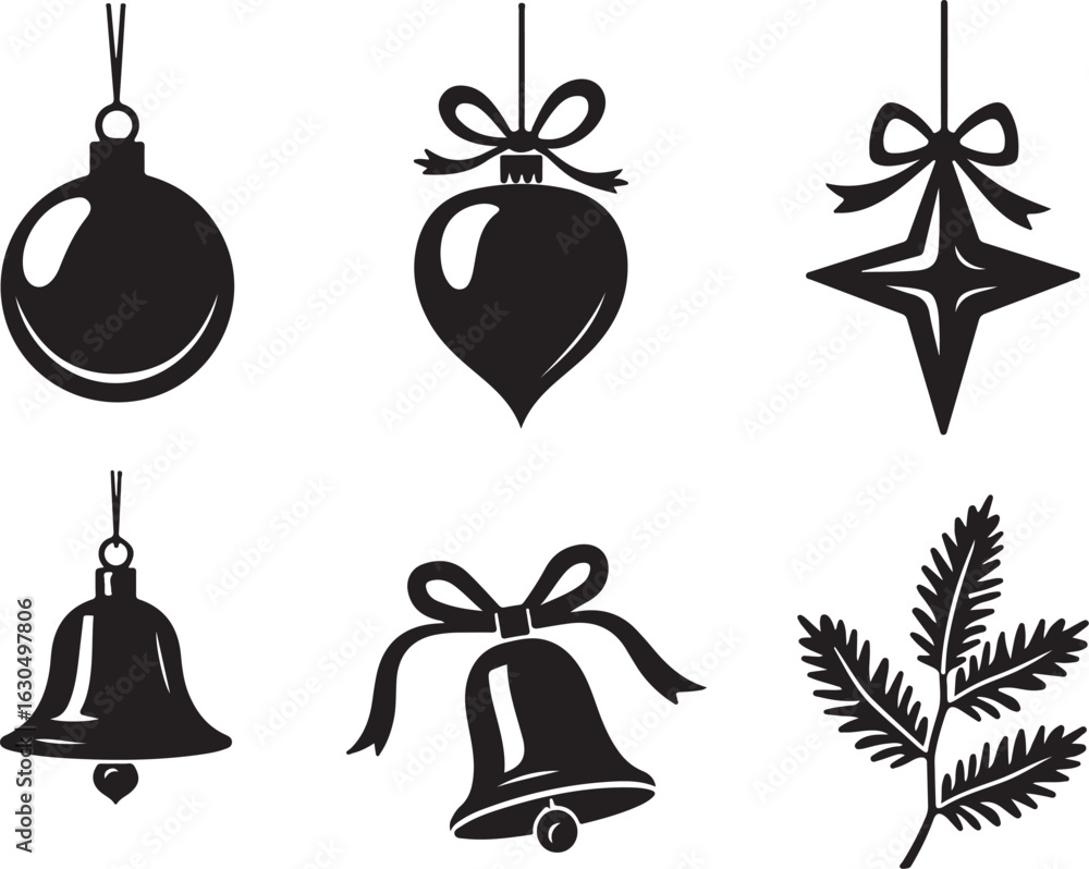 Obraz premium Festive Christmas ornaments and bells for holiday decor