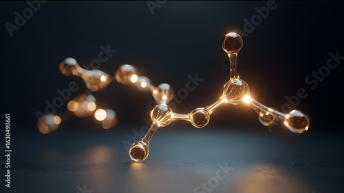 Glowing molecular structure, dark background, science concept, research illustration
