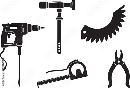 Power tools and measuring tape for DIY home improvement projects