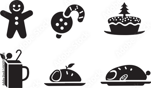 Festive holiday icons for baking and treats