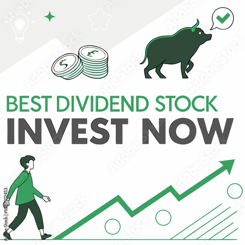 Dividend Stock Investment Concept – Financial Growth Graphic with Bull Market and Profit Chart