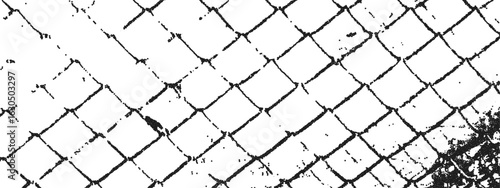 Rabitz chain link mesh abstract vector illustration with grunge grain gritty stipple texture isolated on transparent background For album cover, banner layout