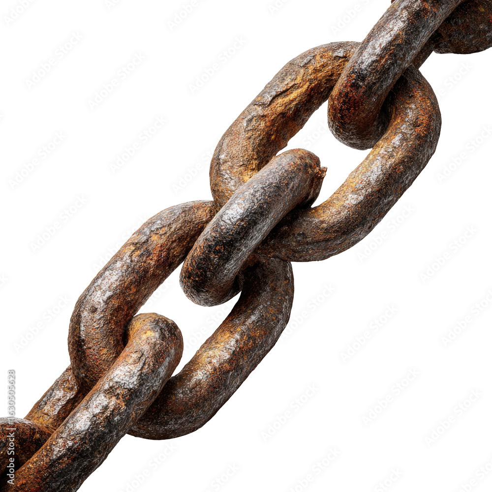 Fototapeta premium Rusty metal chain section against black background
