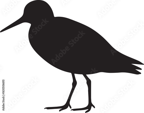 Pectoral Sandpiper Solid Vector Silhouette