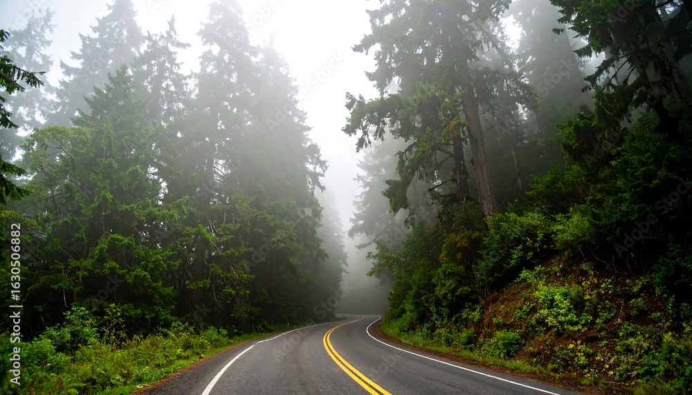 Fototapeta premium Foggy forest road