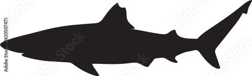 White Tip Reef Shark Solid Vector Silhouette