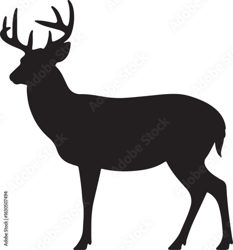 White-Tailed Deer Solid Vector Silhouette