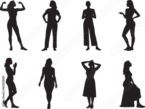 Diverse women silhouettes showcasing confidence and grace poses