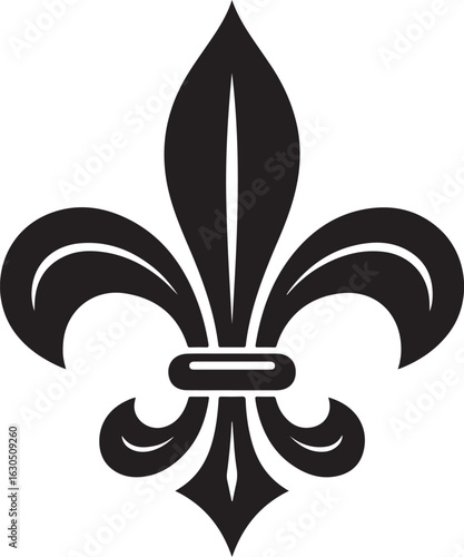 Elegant Black Fleur de Lis Symbol on White Background