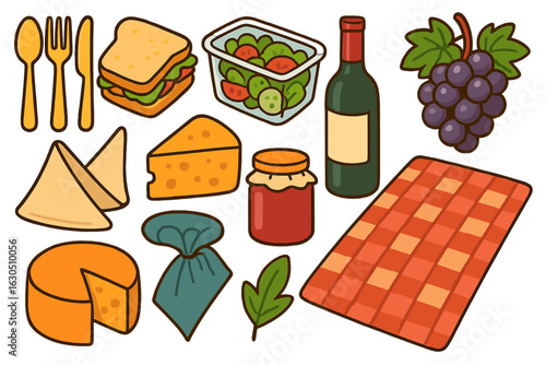 Enjoying a picnic with a variety of delicious foods and drinks in a serene outdoor setting