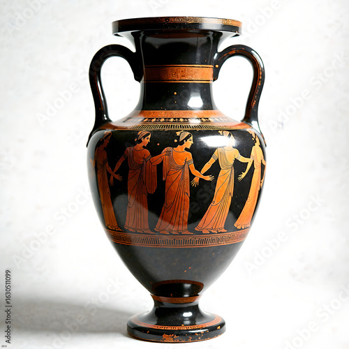 ancient greek vase on black background