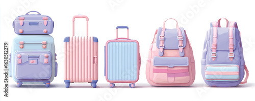 Pastel Colored Luggage and Backpacks for Travel and Back to School Stylish and Trendy Gear for Vacation and Education
