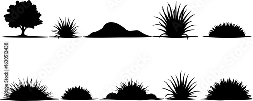 "Silhouette Grass Borders Collection" vector bundle