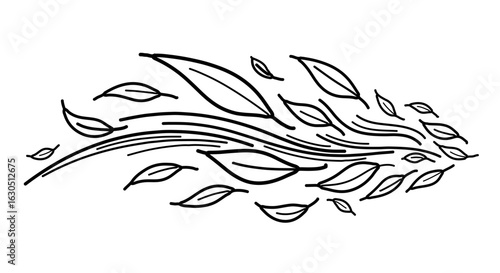 Falling leaves vector illustration autumn season design element wind blowing leaves graphic nature drawing 100