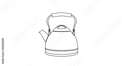 Outline drawing of a stainless steel electric kettle for boiling water kitchen appliance home goods vector art