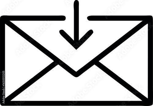 Envelope mail drop symbol mark in filled style vector icon