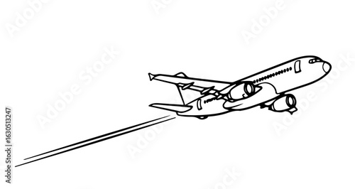 Airplane taking off vector illustration for travel and transportation related design projects of aviation art