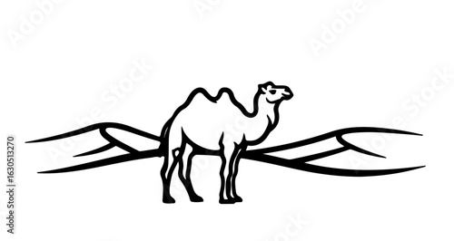 Camel desert animal silhouette vector illustration graphic design travel africa middle east wildlife drawing 100